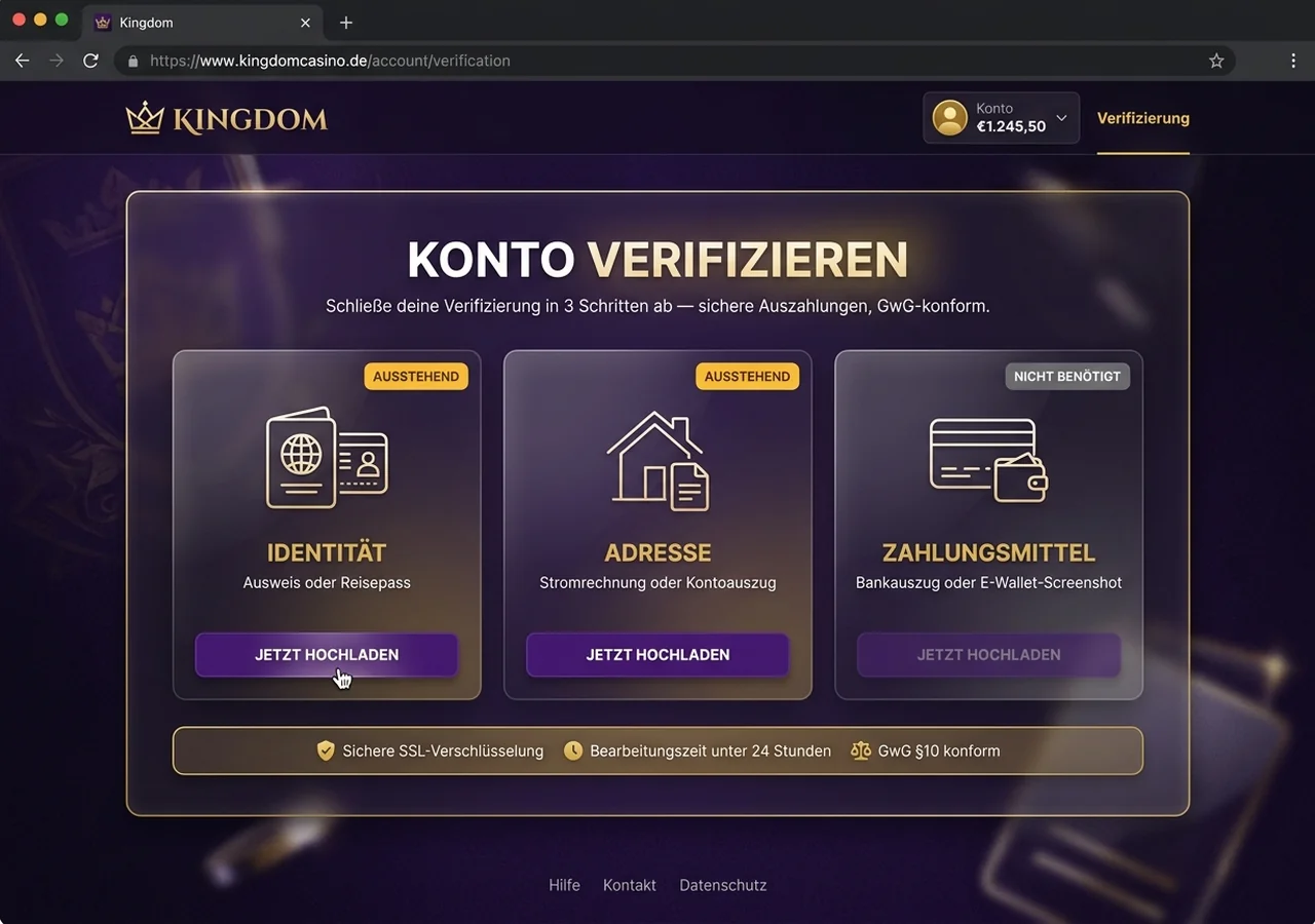 Konto-Verifizierung (KYC) – Kingdom